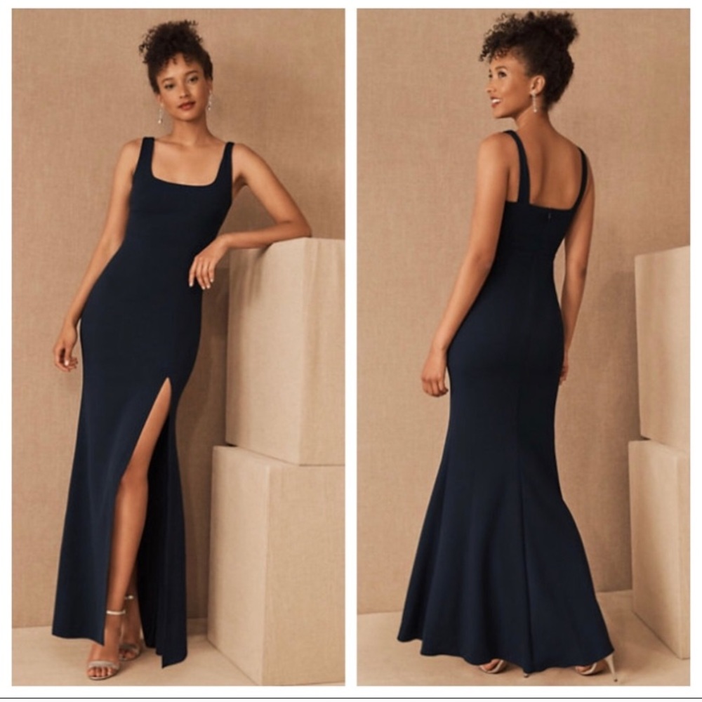 BHLDN Navy Adena Crepe Dress